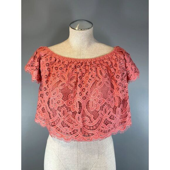 Express NWT Off-Shoulder Lace Top in Coral Size S - Picture 4 of 6